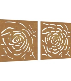 Wanddecoratie tuin 2 st rozenontwerp 55x55 cm cortenstaal Decoratie