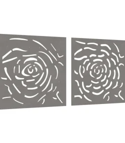 Wanddecoratie tuin 2 st rozenontwerp 55x55 cm cortenstaal Decoratie