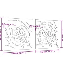 Wanddecoratie tuin 2 st rozenontwerp 55x55 cm cortenstaal Decoratie