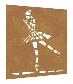 Wanddecoratie tuin balletdanserontwerp 55x55 cm cortenstaal Decoratie
