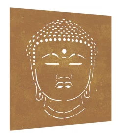 Clearance Wanddecoratie tuin boeddhahoofd-ontwerp 55x55 cm cortenstaal Decoratie