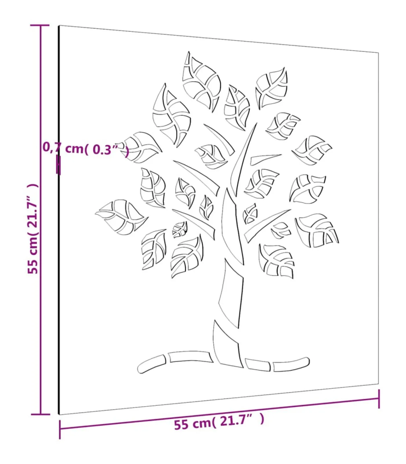 Sale Wanddecoratie tuin boomontwerp 55x55 cm cortenstaal Decoratie