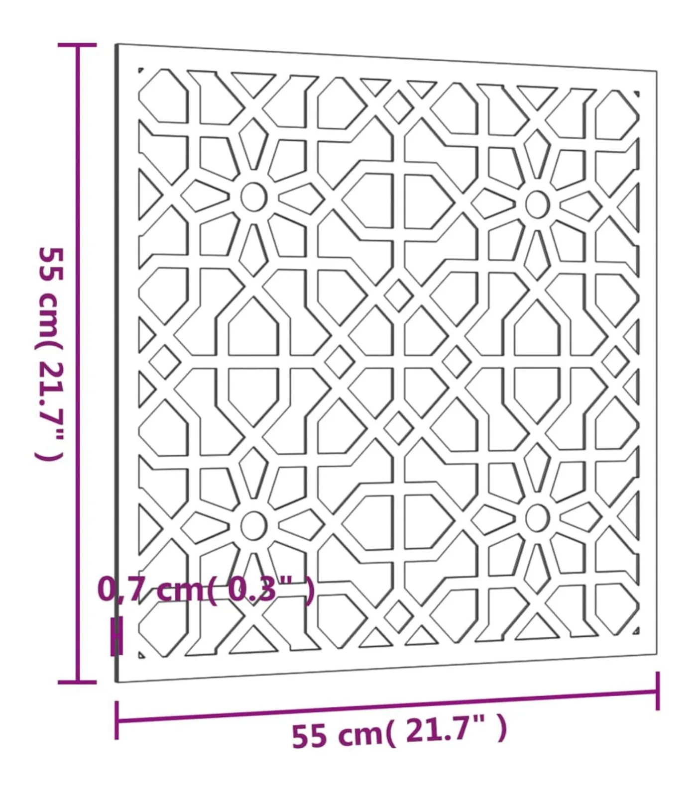 Hot Wanddecoratie tuin Moors ontwerp 55x55 cm cortenstaal Decoratie