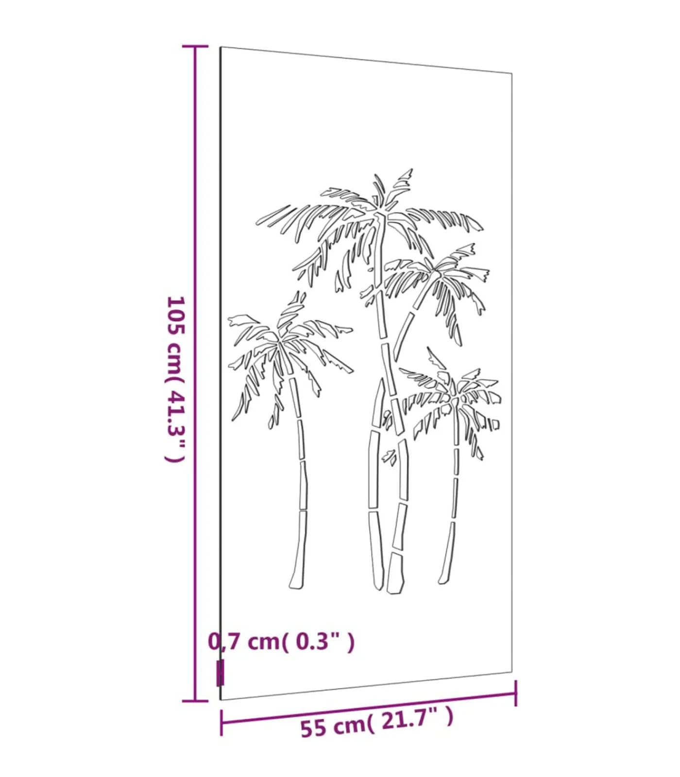 Wanddecoratie tuin palmboomontwerp 105x55 cm cortenstaal Decoratie