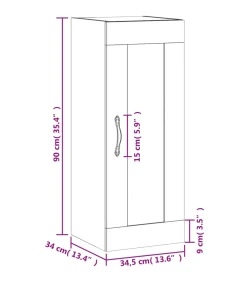 Clearance Wandkast 34,5x34x90 cm bewerkt hout bruin eikenkleur Meubels