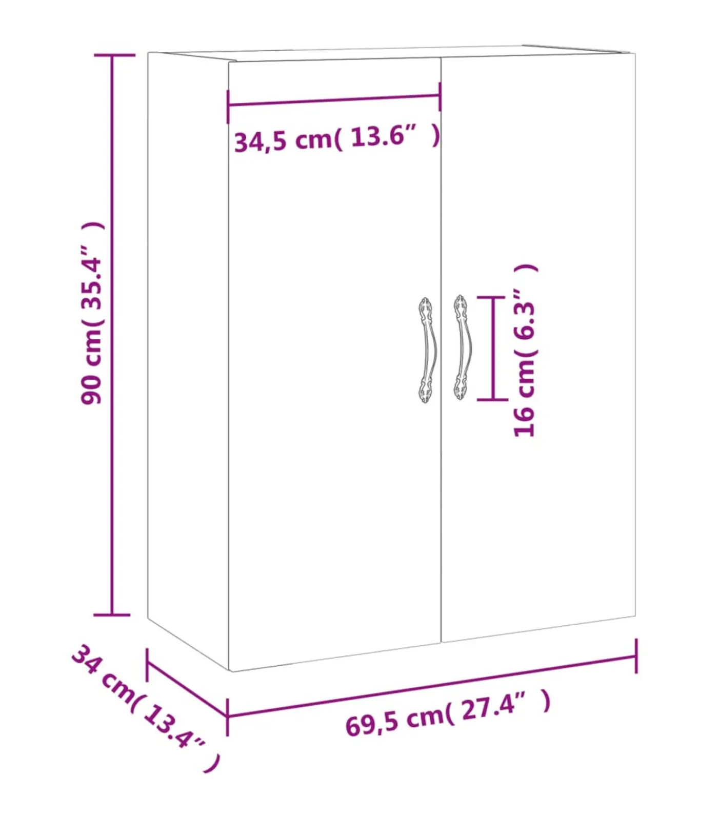 Discount Wandkast 69,5x34x90 cm gerookt eikenkleurig Meubels