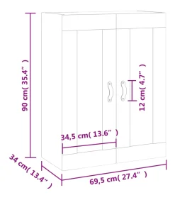Discount Wandkast 69,5x34x90 cm hoogglans wit Meubels