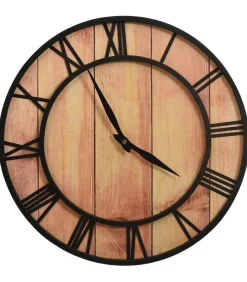 Discount Wandklok 39 cm MDF en ijzer bruin en zwart Klokken
