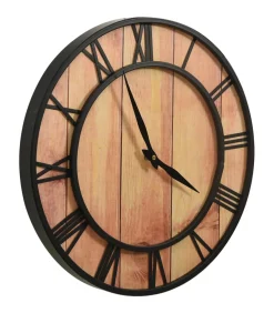 Discount Wandklok 39 cm MDF en ijzer bruin en zwart Klokken