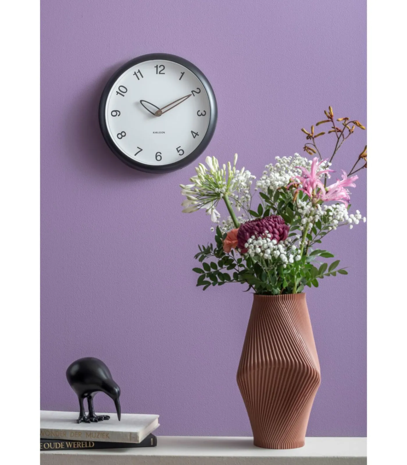 Hot Wandklok Bella - Mat zwart - 4.2x30x30cm Klokken