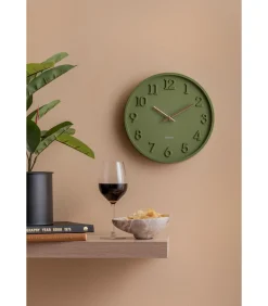 Wandklok Calma - Legergroen - 3.8x30x30cm Klokken