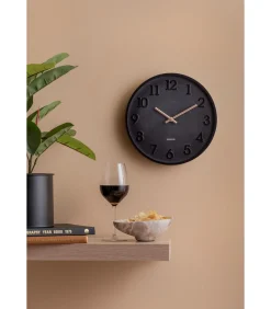 Best Wandklok Calma - Zwart - 3.8x30x30cm Klokken