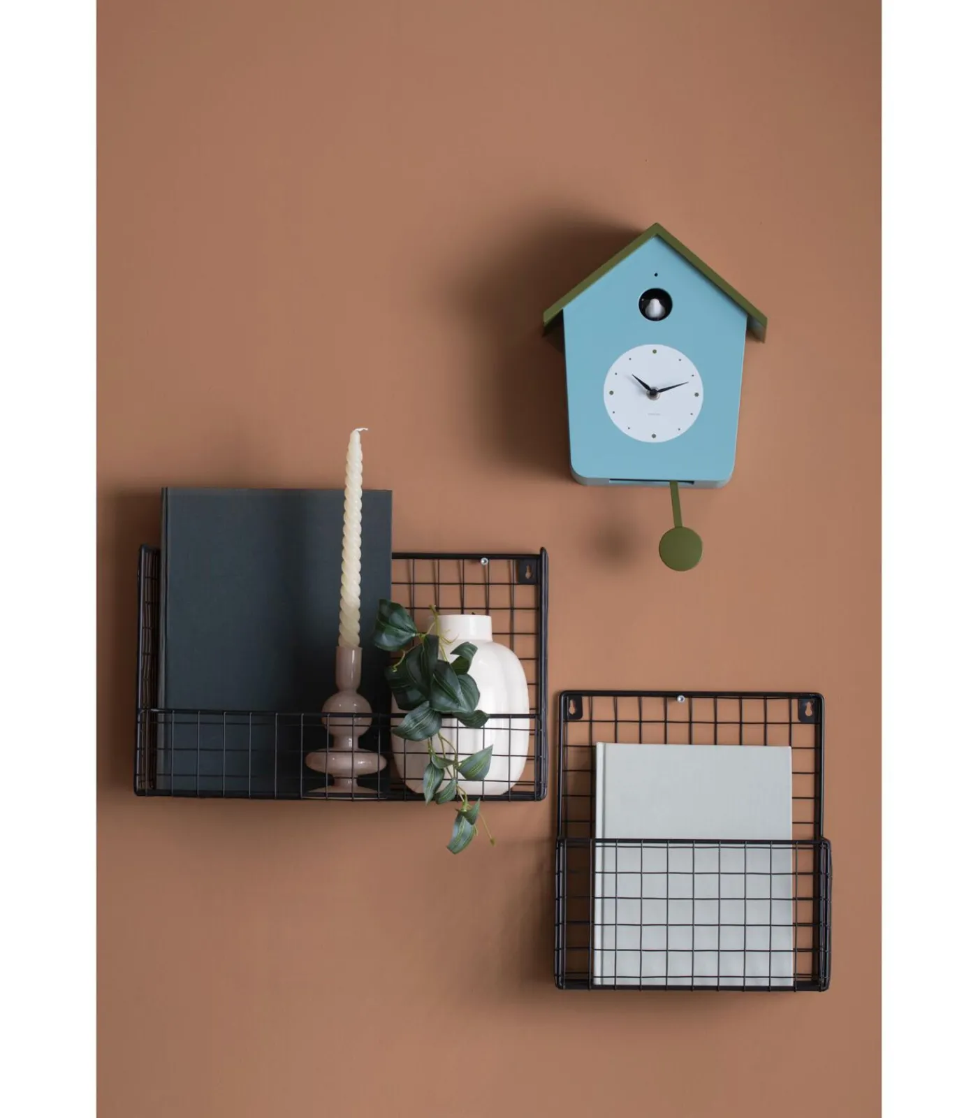 Outlet Wandklok Cuckoo Light - Mistigblauw - 23x10.5x26.4cm Klokken