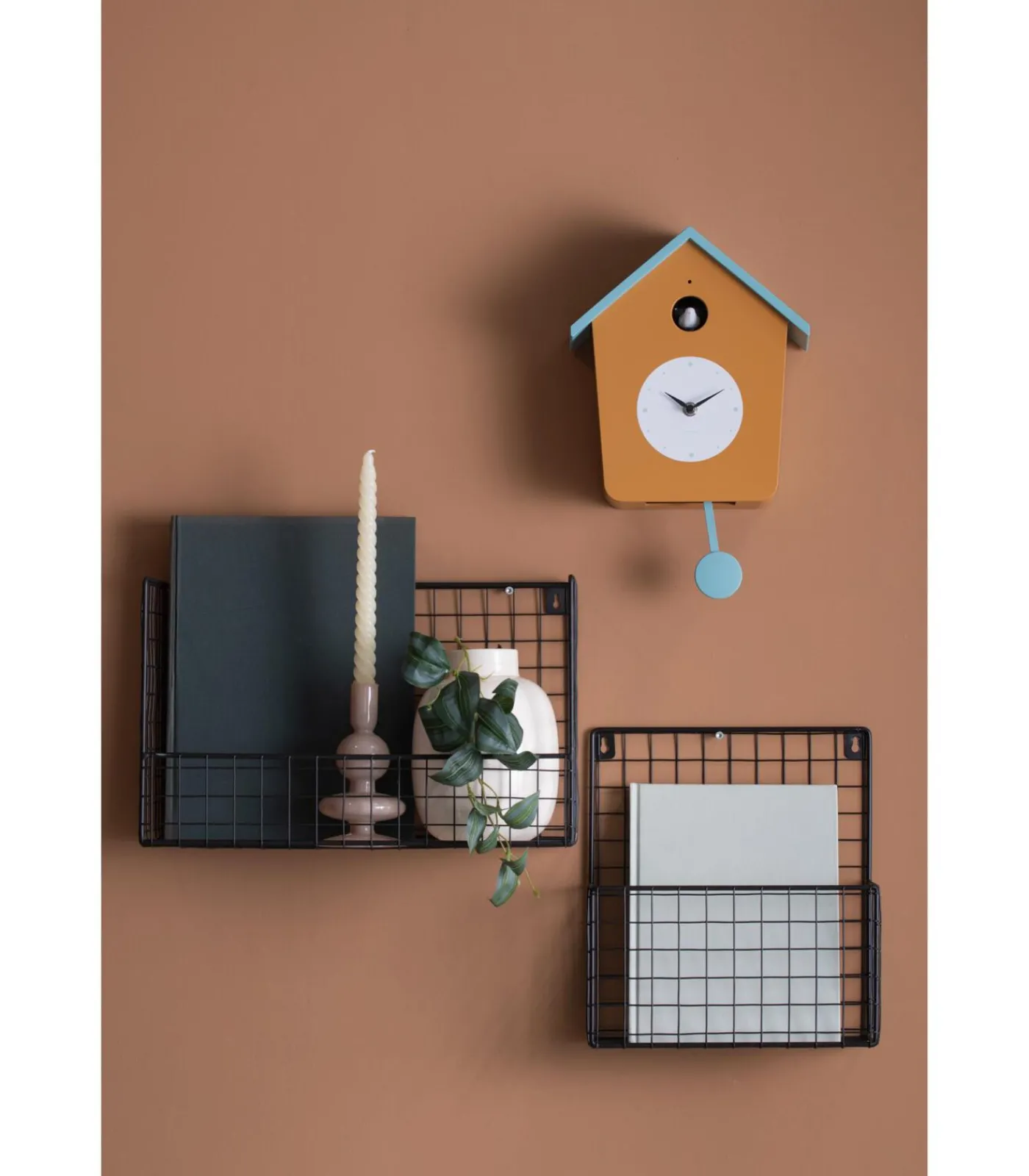 Online Wandklok Cuckoo Light - Okergeel - 23x10.5x26.4cm Klokken