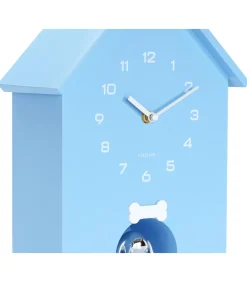 Online Wandklok Dog House - Blauw - 24.9x9x27cm Klokken