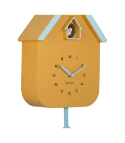 Clearance Wandklok Dupla Color Cuckoo - Geel - 21.5x21.5x41.5cm Klokken