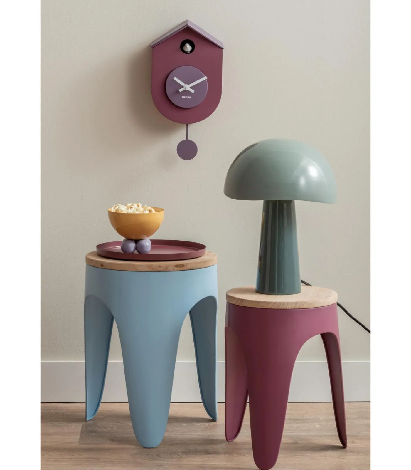 Outlet Wandklok Grato Cuckoo - Donkerpaars - 9.2x17.5x33.2cm Klokken