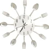 Online Wandklok lepel-en-vork 31 cm aluminium zilverkleurig Klokken
