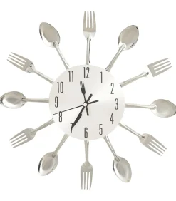 Online Wandklok lepel-en-vork 31 cm aluminium zilverkleurig Klokken