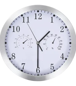 Online Wandklok met quartz-mechanisme hygrometer thermometer 30 cm wit Klokken