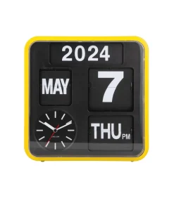 New Wandklok Mini Flip - Okergeel - 10x24x24cm Klokken