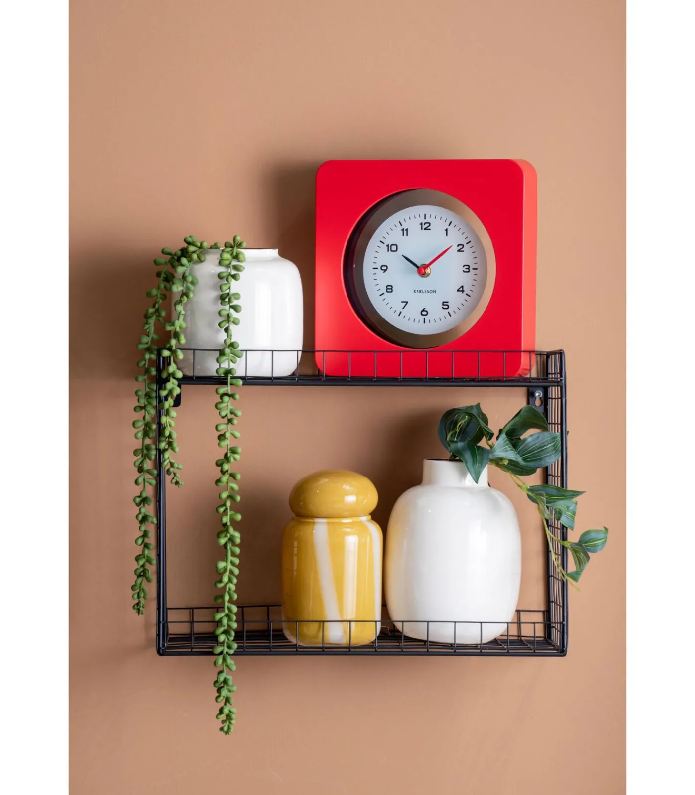 Best Wandklok New Vintage - Helderrood - 4.4x22x22cm Klokken