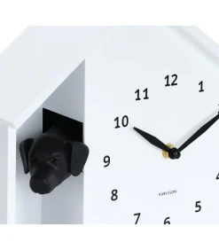 New Wandklok Peeking Doggy - Wit - 24.9x24.9x27cm Klokken
