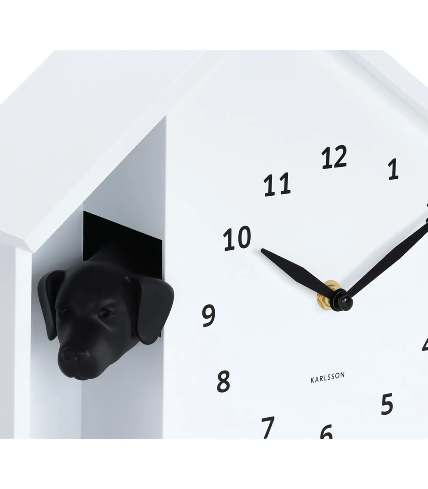 New Wandklok Peeking Doggy - Wit - 24.9x24.9x27cm Klokken