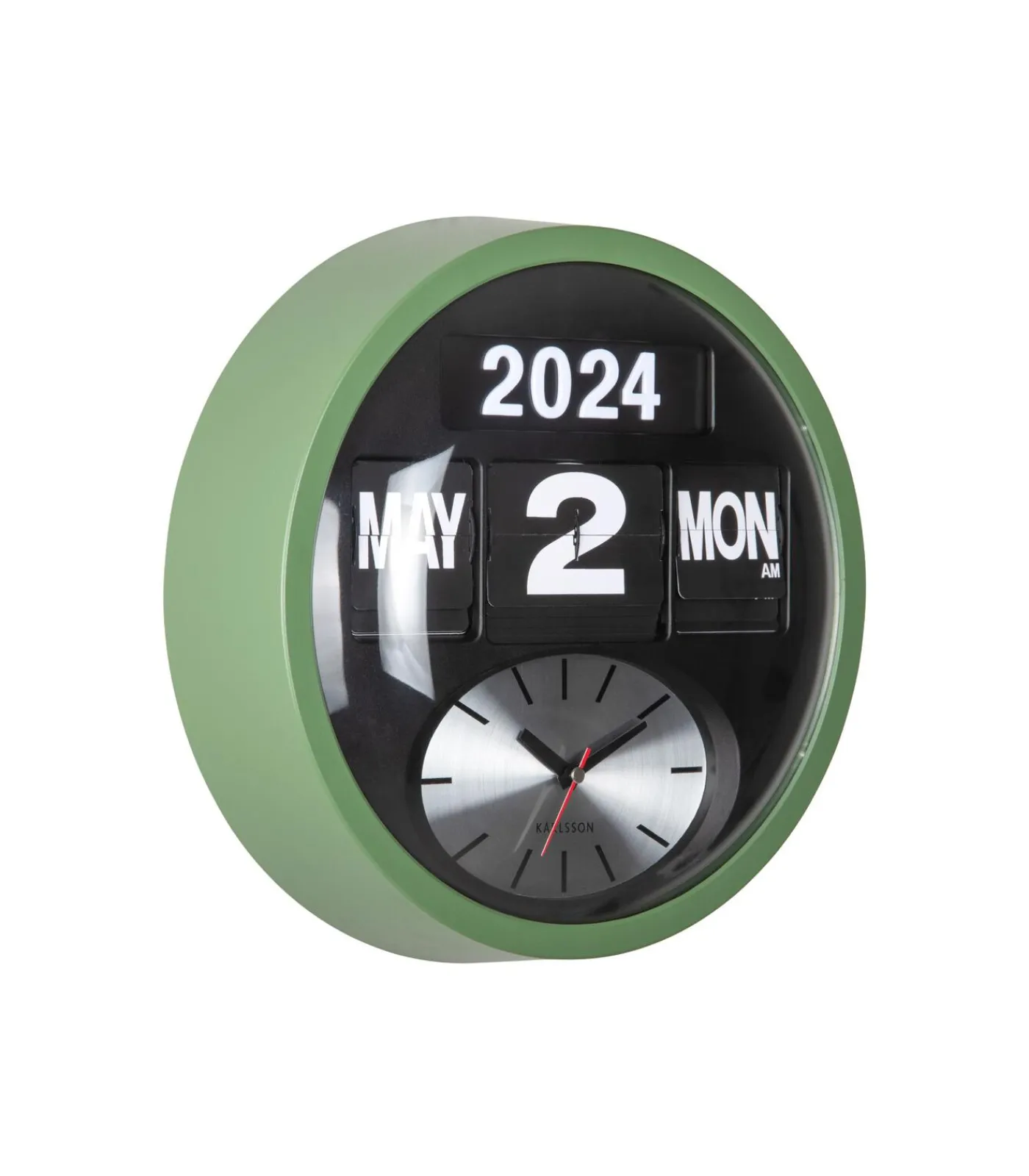 Wandklok Round Flip - Jungle groen - 11x32.6x32.6cm Klokken