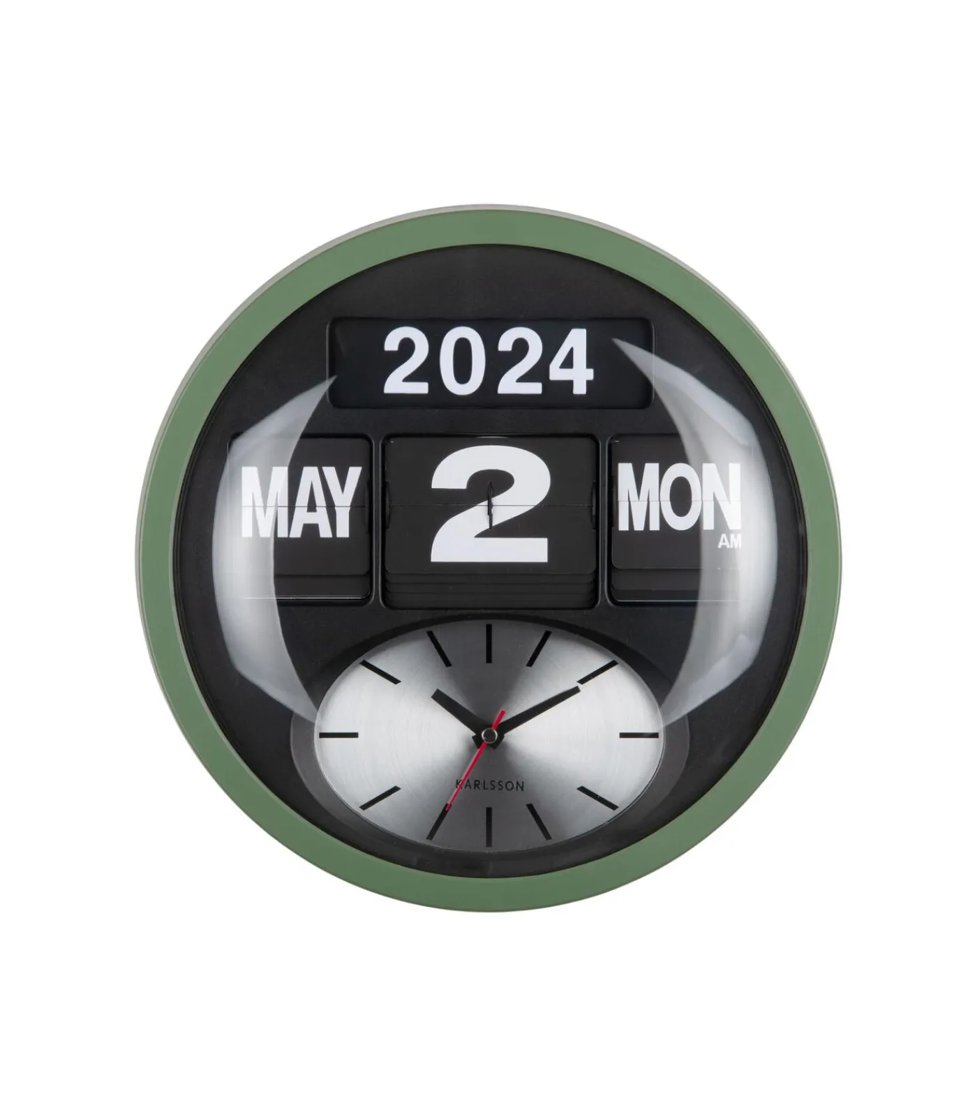 Wandklok Round Flip - Jungle groen - 11x32.6x32.6cm Klokken