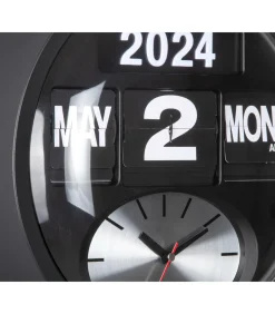 Discount Wandklok Round Flip - Mat zwart - 11x32.6x32.6cm Klokken