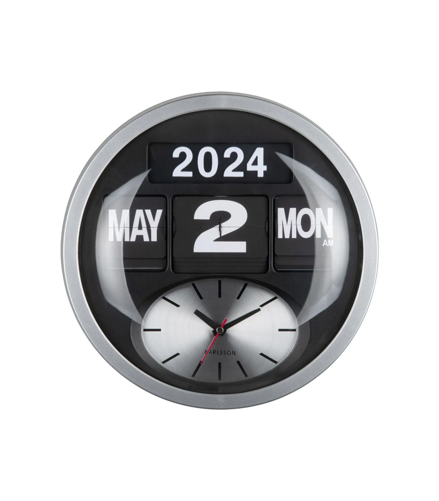 Discount Wandklok Round Flip - Zilver - 11x32.6x32.6cm Klokken