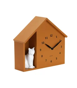 Sale Wandklok Siting Cat - Geel - 24.9x24.9x27cm Klokken