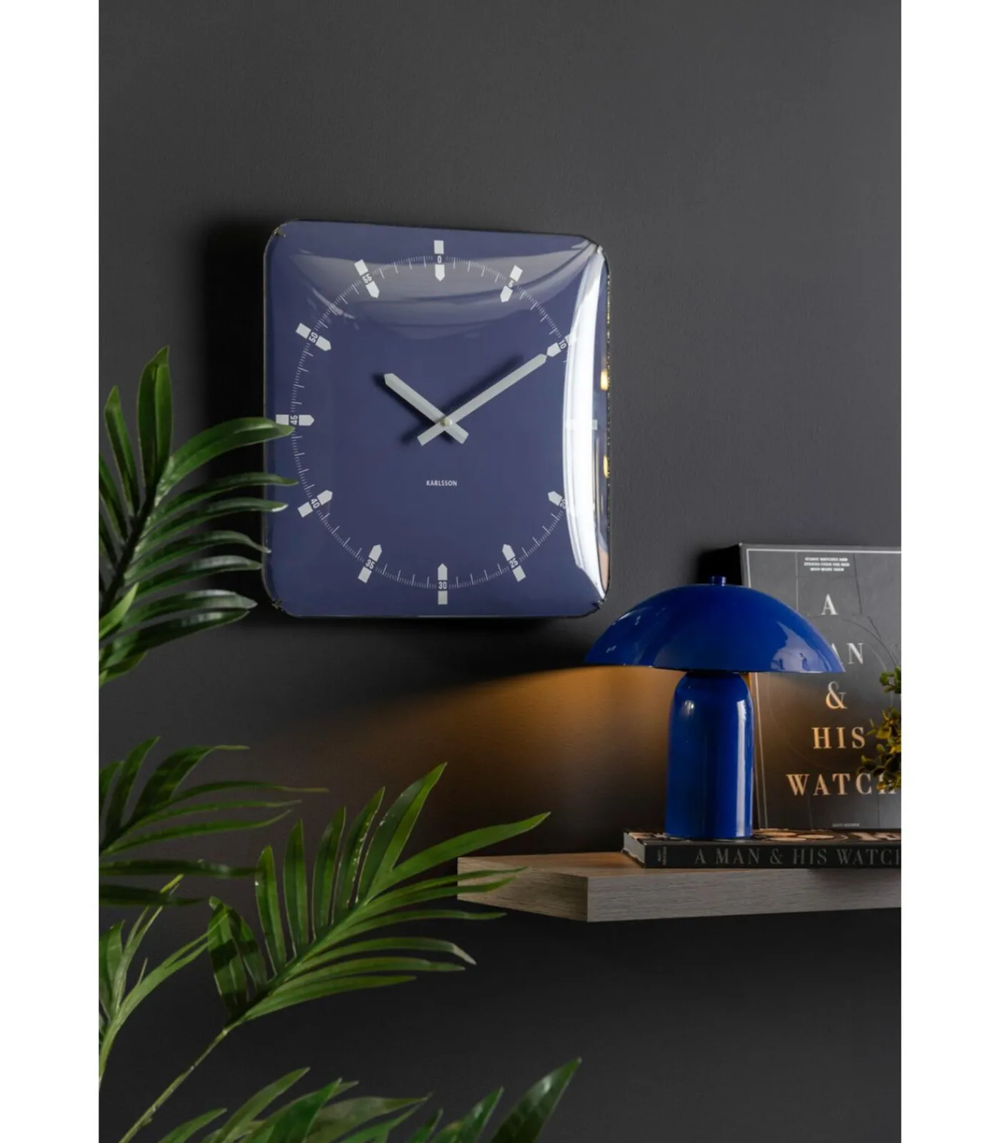 Discount Wandklok Sucinto Dome Square - Blauw - 35x35x35cm Klokken