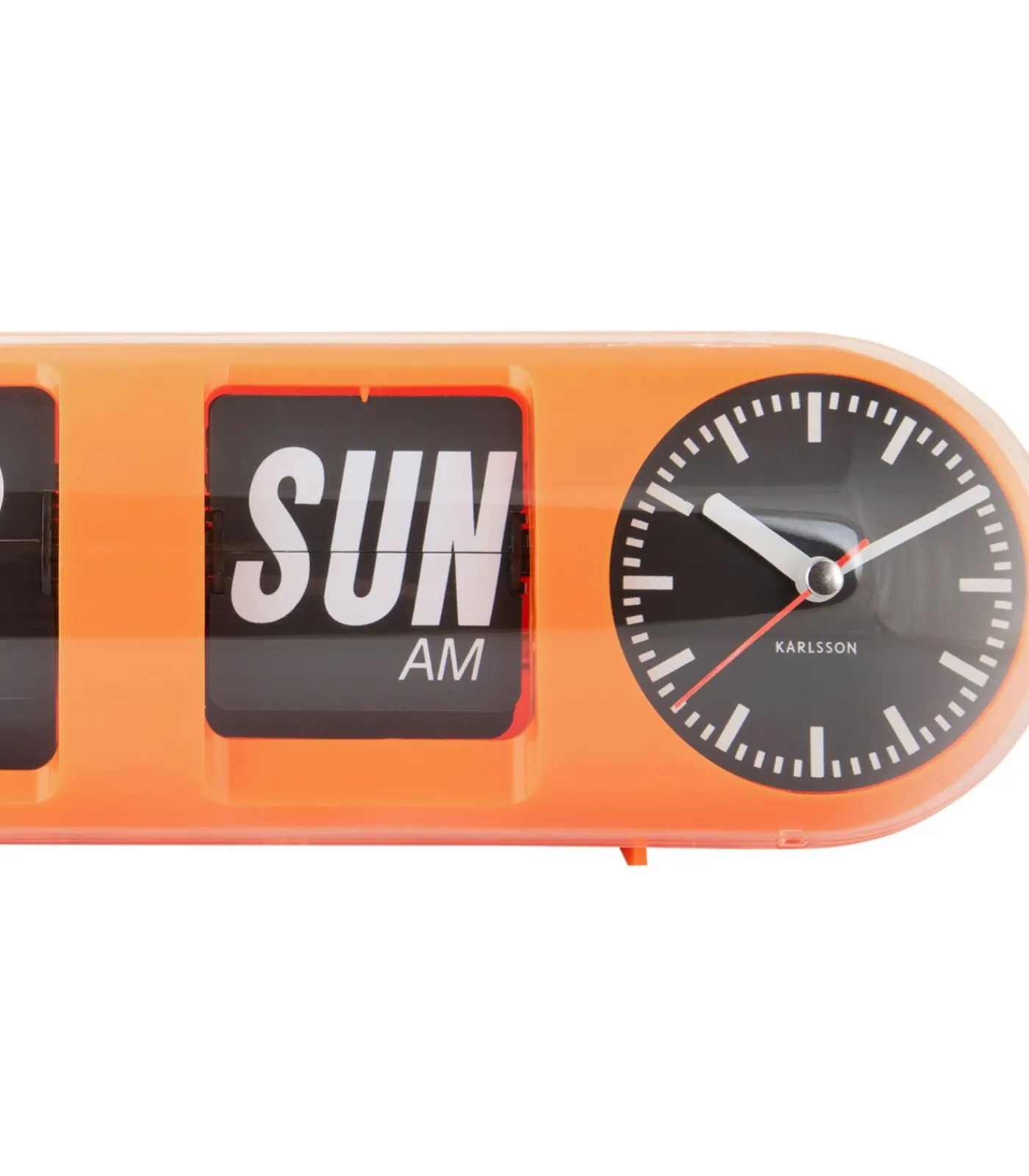 Wandklok Tube Flip - Helderoranje - 38x10x13.5cm Klokken