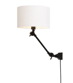 Discount Wandlamp Amsterdam - Wit/Zwart - 65x32x45cm Muurverlichting