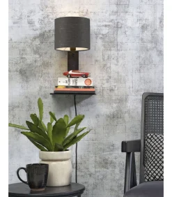 Sale Wandlamp Andes - Bamboe Zwart/Donkergrijs - 19x24x36cm Muurverlichting