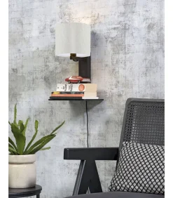 Clearance Wandlamp Andes - Bamboe Zwart/Naturel - 19x24x36cm Muurverlichting