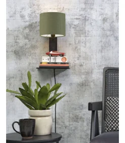 Sale Wandlamp Andes - Bamboe Zwart/Groen - 19x24x36cm Muurverlichting