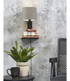 Sale Wandlamp Andes - Bamboe Zwart/Taupe - 19x24x36cm Muurverlichting