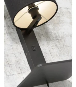 New Wandlamp Andes - Bamboe Zwart/Lichtgrijs - 19x24x36cm Muurverlichting