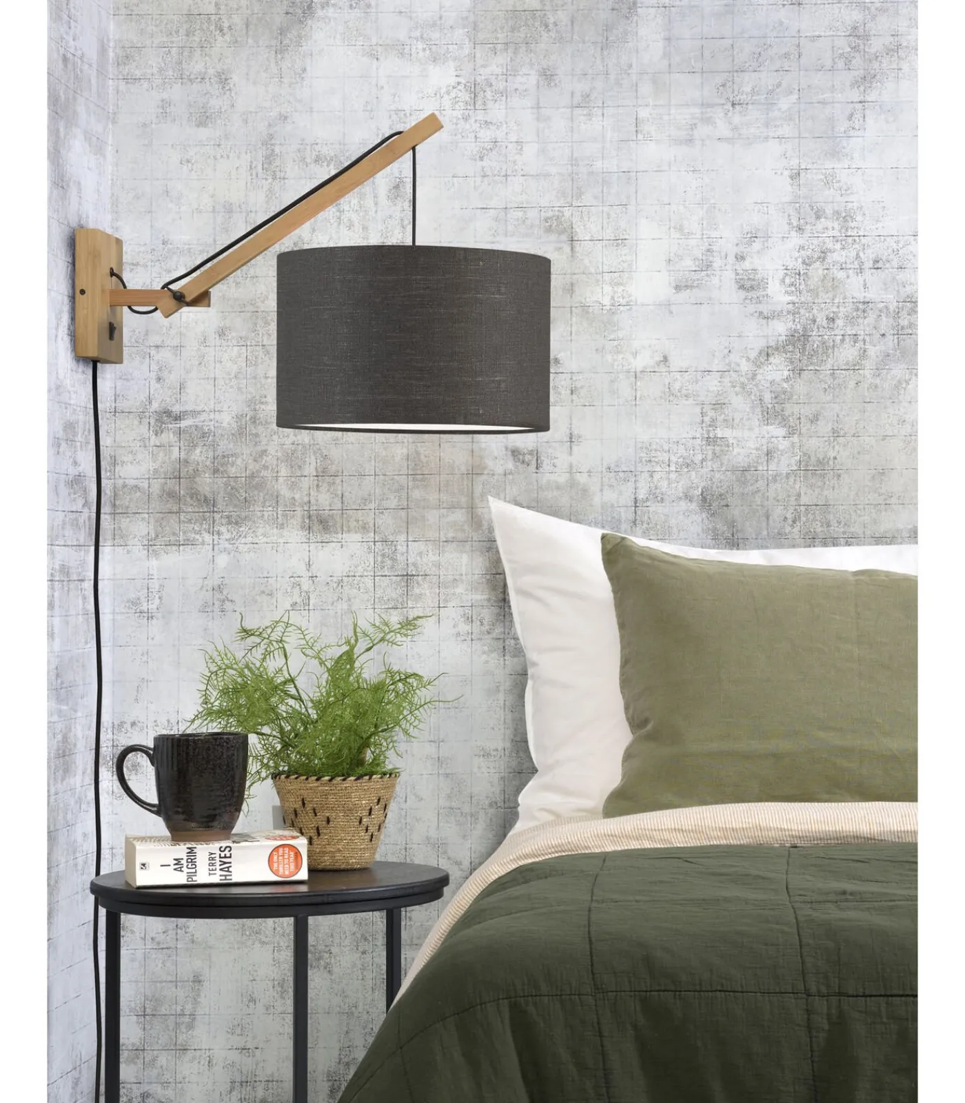 Wandlamp Andes - Bamboe/Donkergrijs - 50x32x45cm Muurverlichting