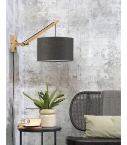 Wandlamp Andes - Bamboe/Donkergrijs - 50x32x45cm Muurverlichting