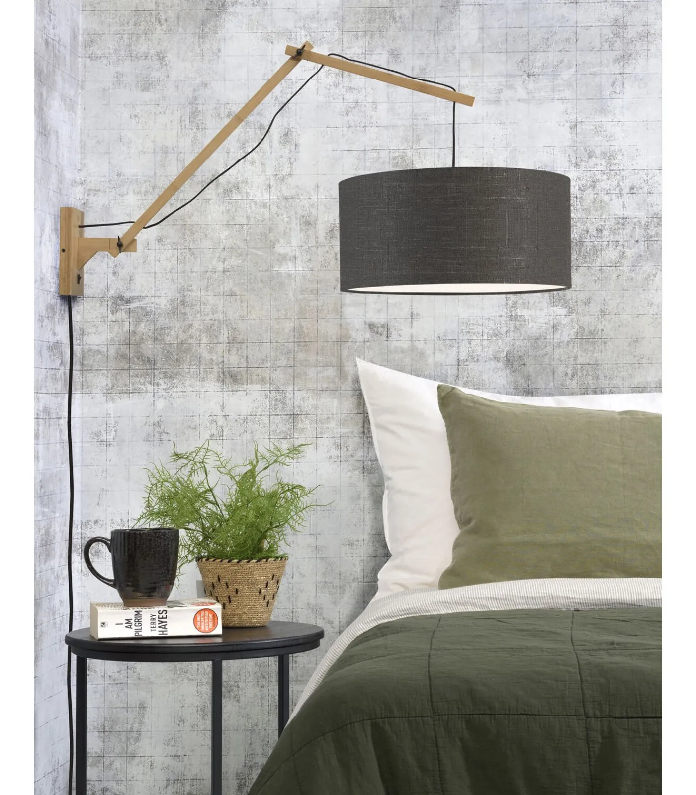 Online Wandlamp Andes - Bamboe/Donkergrijs - 95x47x55cm Muurverlichting