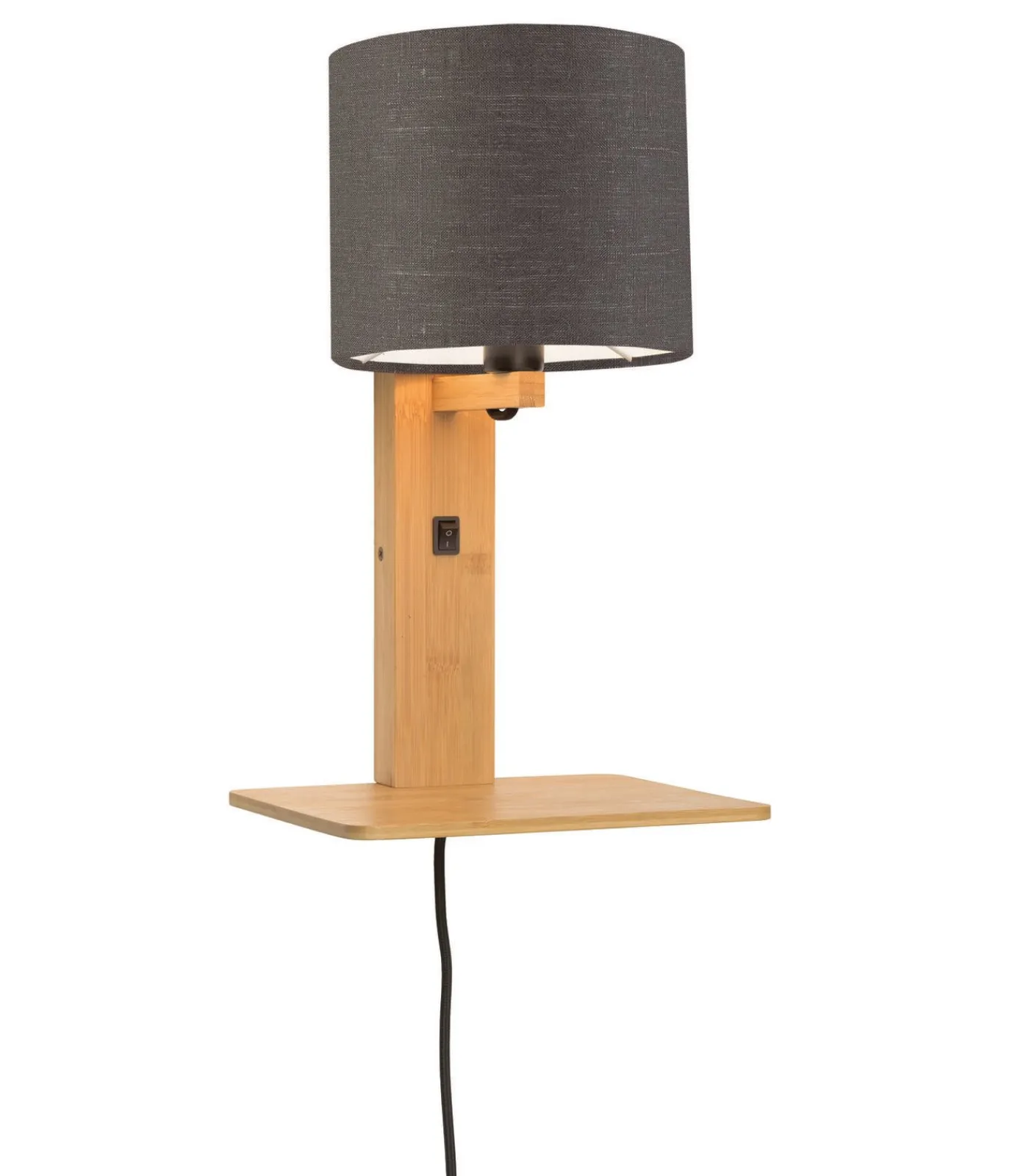 Outlet Wandlamp Andes - Bamboe/Donkergrijs - 19x24x36cm Muurverlichting