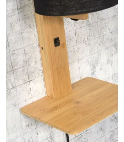 Outlet Wandlamp Andes - Bamboe/Donkergrijs - 19x24x36cm Muurverlichting