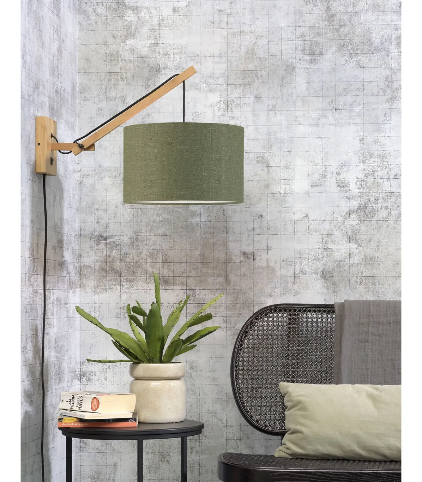 Wandlamp Andes - Bamboe/Groen - 50x32x45cm Muurverlichting