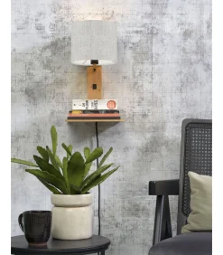 Online Wandlamp Andes - Bamboe/Naturel - 19x24x36cm Muurverlichting