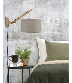 Discount Wandlamp Andes - Bamboe/Taupe - 50x32x45cm Muurverlichting