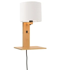 Discount Wandlamp Andes - Bamboe/Wit - 19x24x36cm Muurverlichting